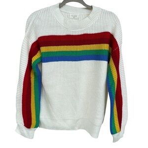 Ivy Rose 80s Inspired Rainbow Long Sleeve Colorful Cute Fun Sweater - Sz XL